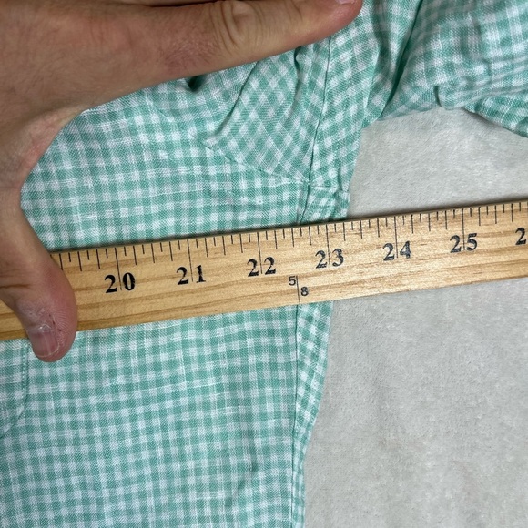 Brooks Brothers Size Medium Regent 100% Irish Linen Mint Checkered Casual Shirt - Picture 7 of 9